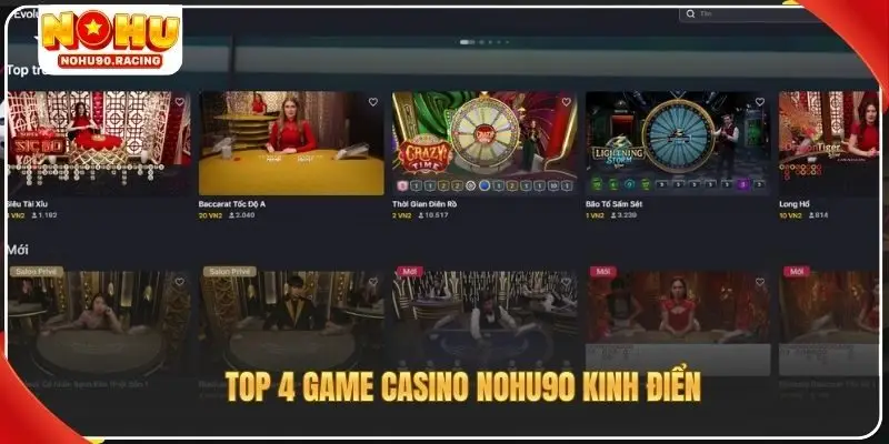Top 4 game casino Nohu90 kinh điển